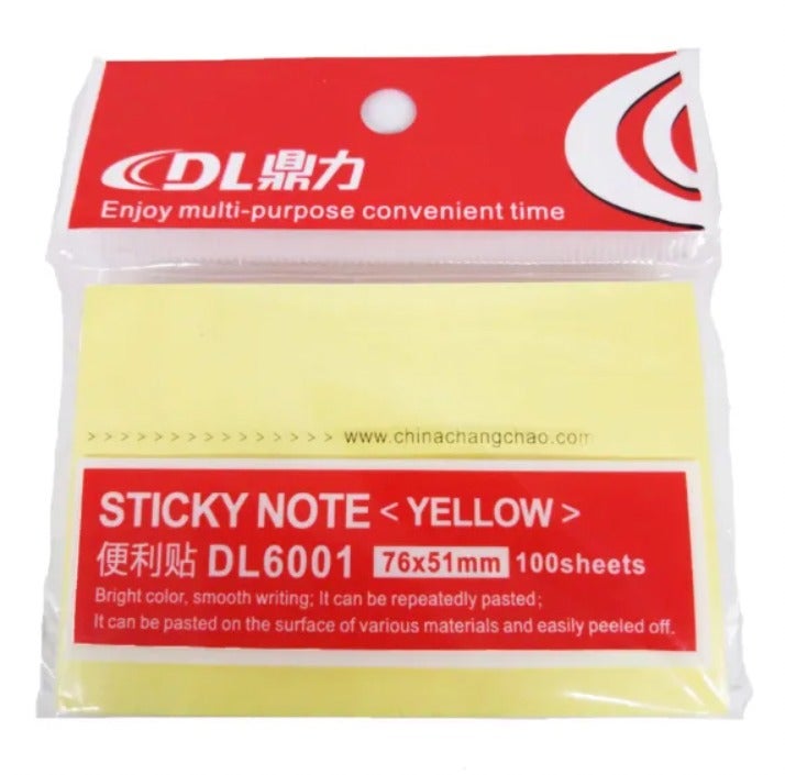 DL Yellow Sticky Notes Pad 76×51mm – 100 Sheets - Image 3